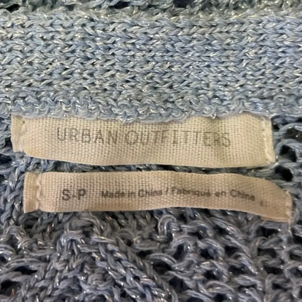 Urban Outfitters Blue Metallic Knit Long Sleeve Button Up Cardigan Sweater Top S